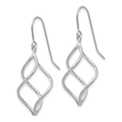 14K White Gold Twisted Dangle Earrings – view 3
