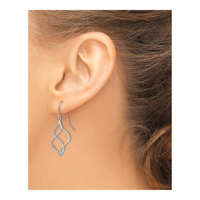 14K White Gold Twisted Dangle Earrings – view 4