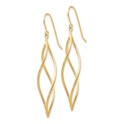 14K Yellow Gold Twisted Swirl Dangle Earrings – view 3