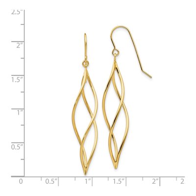 14K Yellow Gold Twisted Swirl Dangle Earrings – view 5