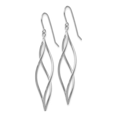 14K White Gold Twisted Swirl Dangle Earrings – view 3