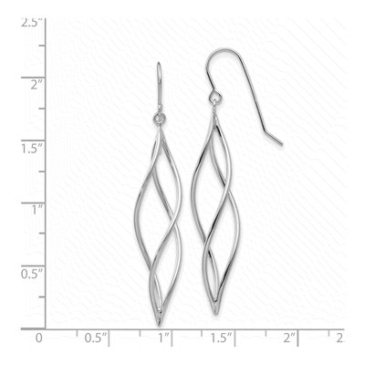 14K White Gold Twisted Swirl Dangle Earrings – view 5