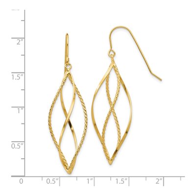 14K Yellow Gold Twisted French Hook Dangle Earrings – view 5