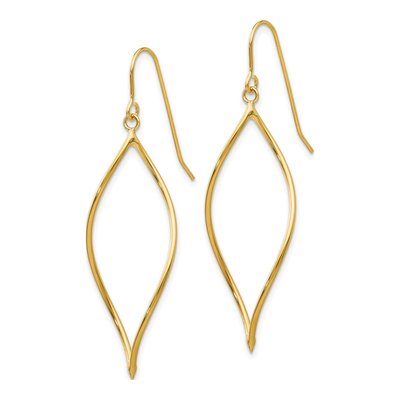 14K Yellow Gold Twisted Oblong Dangle Earrings – view 2