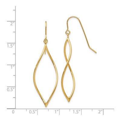 14K Yellow Gold Twisted Oblong Dangle Earrings – view 4