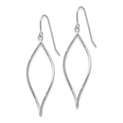 14K White Gold Twisted French Hook Dangle Earrings – view 3