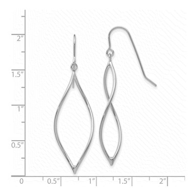 14K White Gold Twisted French Hook Dangle Earrings – view 5