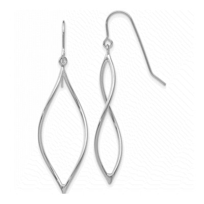 14K White Gold Twisted French Hook Dangle Earrings