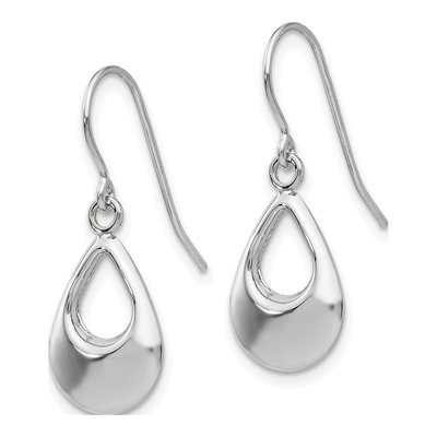 14K White Gold Open Teardrop Dangle Earrings – view 2
