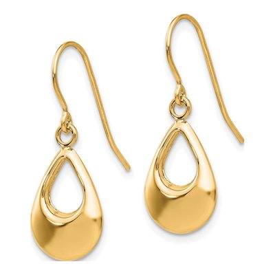 14K Yellow Gold Teardrop Dangle Earrings – view 2