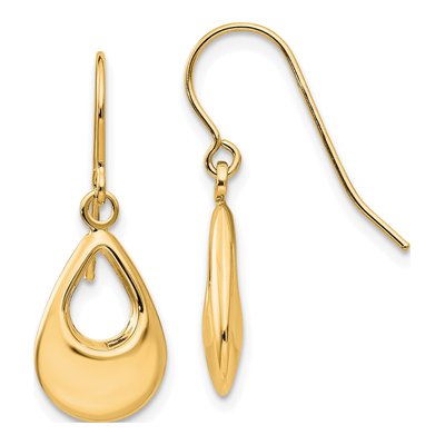 14K Yellow Gold Teardrop Dangle Earrings