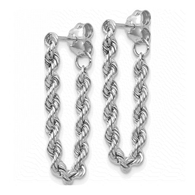 14K White Gold Rope Dangle Earrings – view 3