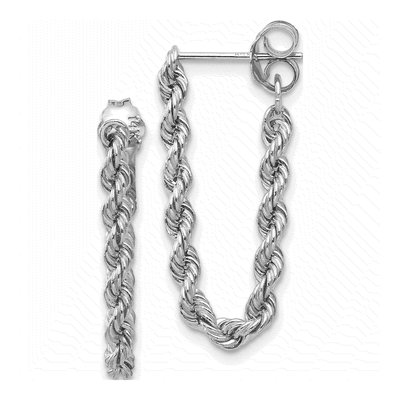 14K White Gold Rope Dangle Earrings