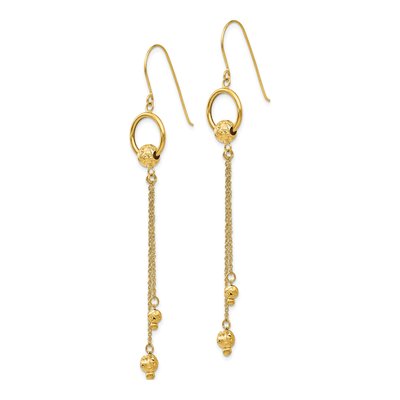 14K Yellow Gold Diamond-Cut Dangle Earrings – view 3