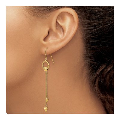14K Yellow Gold Diamond-Cut Dangle Earrings – view 4