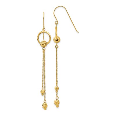 14K Yellow Gold Diamond-Cut Dangle Earrings