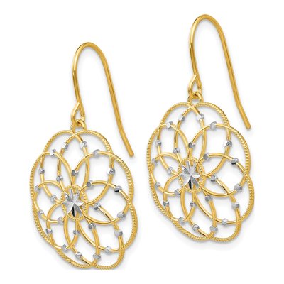 14K Yellow Gold Floral French Hook Dangle Earrings – view 3