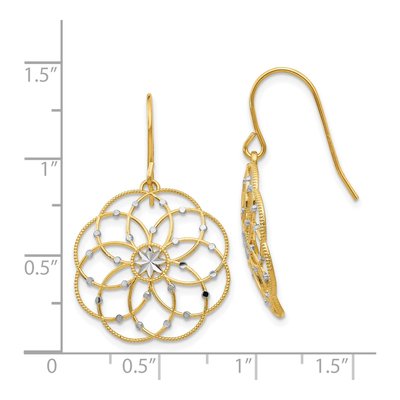 14K Yellow Gold Floral French Hook Dangle Earrings – view 5