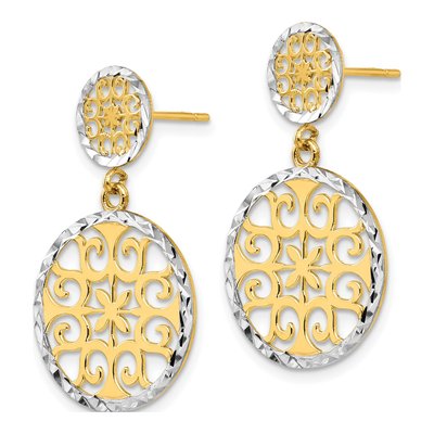 14K Yellow Gold Filigree Circle Dangle Earrings – view 3