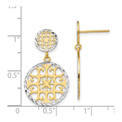 14K Yellow Gold Filigree Circle Dangle Earrings – view 5