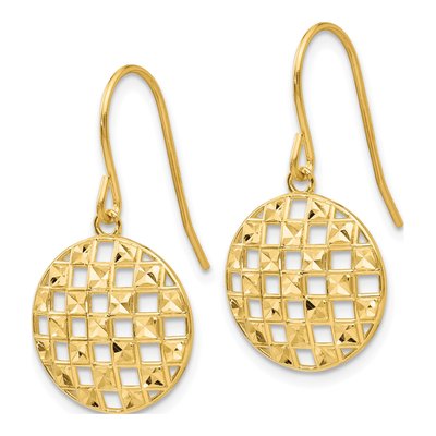 14K Yellow Gold Diamond-Cut Circle Dangle Earrings – view 3