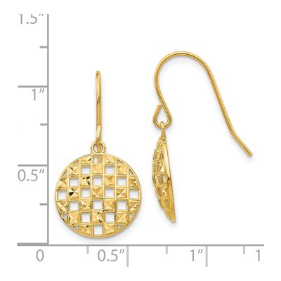 14K Yellow Gold Diamond-Cut Circle Dangle Earrings – view 5