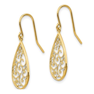 14K Yellow Gold Swirl Teardrop Dangle Earrings – view 3