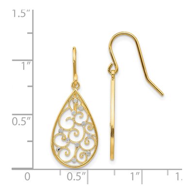 14K Yellow Gold Swirl Teardrop Dangle Earrings – view 5