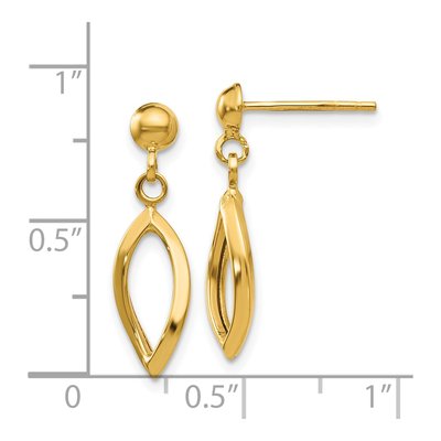 14K Yellow Gold Twisted Oval Dangle Earrings – view 4