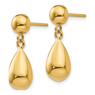14K Yellow Gold Teardrop Dangle Earrings – view 3