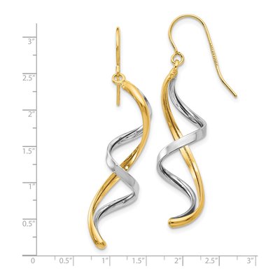 14K Two-Tone Gold Spiral Dangle Earrings – view 4