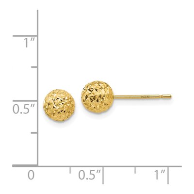 14K Yellow Gold Diamond-Cut Puffed Ball Stud Earrings – view 6