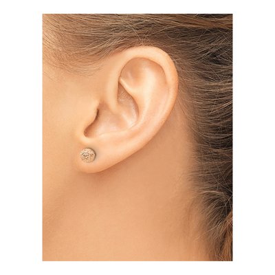 14K Rose Gold Diamond-Cut Puffed Ball Stud Earrings – view 3