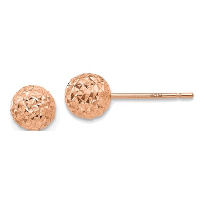 14K Rose Gold Diamond-Cut Puffed Ball Stud Earrings