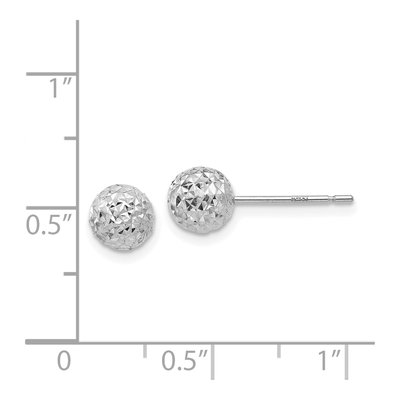 14K White Gold Diamond-Cut Puffed Ball Stud Earrings – view 4