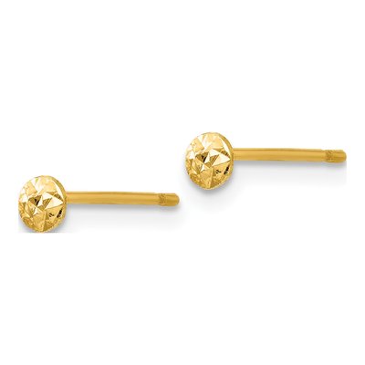 14K Yellow Gold Textured Puffed Button Stud Earrings – view 3