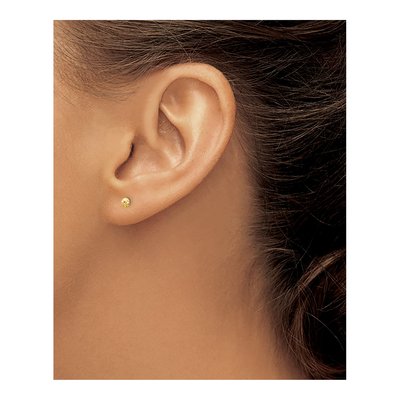 14K Yellow Gold Textured Puffed Button Stud Earrings – view 4