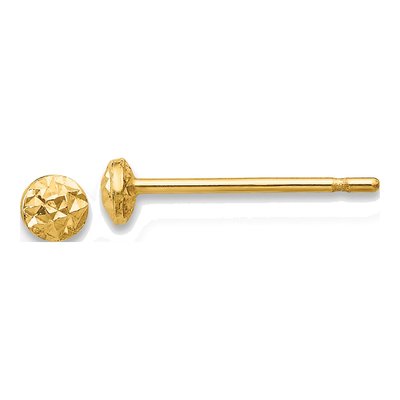 14K Yellow Gold Textured Puffed Button Stud Earrings