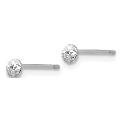 14K White Gold Textured Puffed Button Stud Earrings – view 3