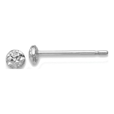 14K White Gold Textured Puffed Button Stud Earrings