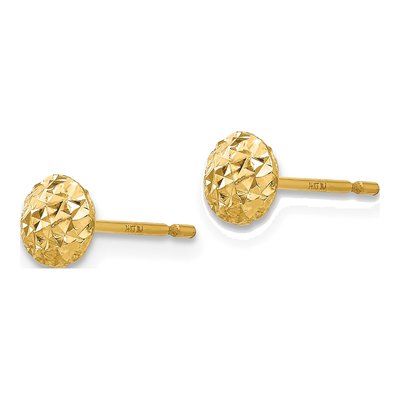 14K Yellow Gold Textured Button Stud Earrings – view 3
