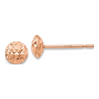 14K Rose Gold Textured Button Stud Earrings