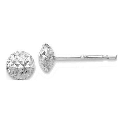 14K White Gold Puffed Button Stud Earrings