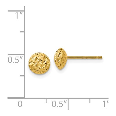 14K Yellow Gold Diamond-Cut Button Stud Earrings – view 5