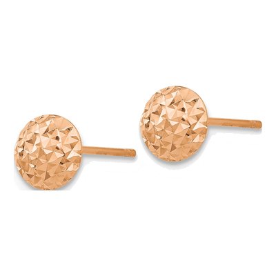 14K Rose Gold Puffed Button Stud Earrings – view 2