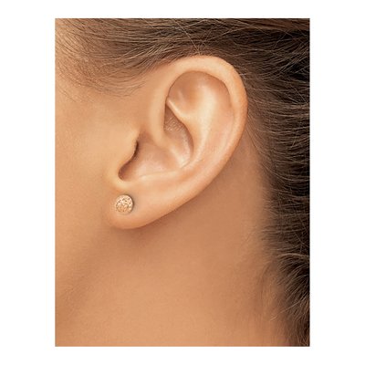 14K Rose Gold Puffed Button Stud Earrings – view 3
