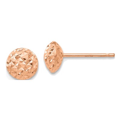 14K Rose Gold Puffed Button Stud Earrings