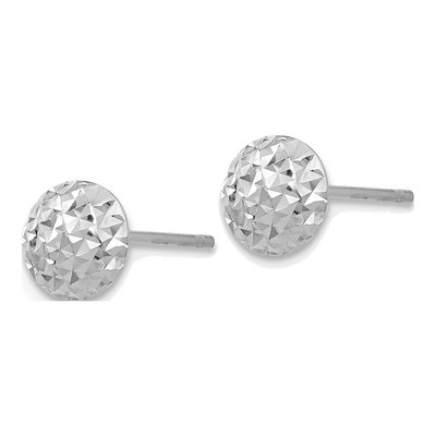 14K White Gold Puffed Button Stud Earrings – view 2
