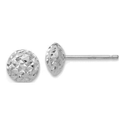 14K White Gold Puffed Button Stud Earrings