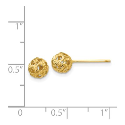 14K Yellow Gold Diamond-Cut Ball Stud Earrings – view 5